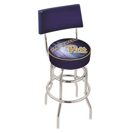 Holland Bar Stool Co 36" Blk Wrinkle Pitt Swivel Bar Stool, Laser Engraved Back L7C425Pittsb-D2